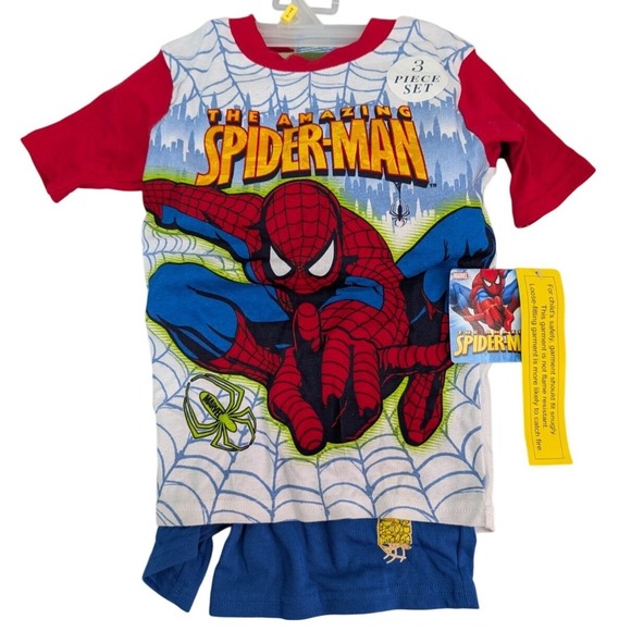 Marvel Other - Marvel Spider Man Kids 3 Piece Set Size M 8/10‎ Short Sleeve Shorts Pants NWT